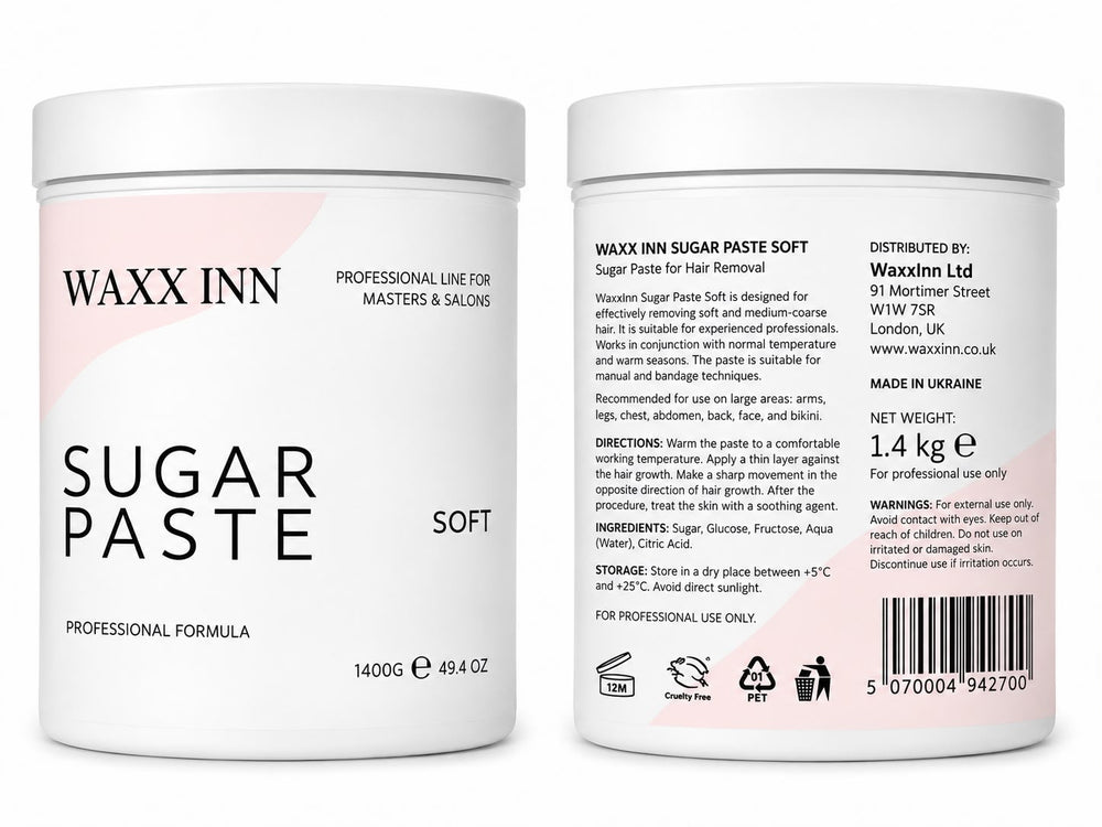 Waxx Inn Sugar Paste Soft 1.4kg – Front and back label view