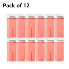 Pack of 12 pink packages with white labels on a white background