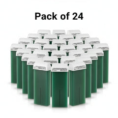 Pack of 24 green containers with white labels on a white background
