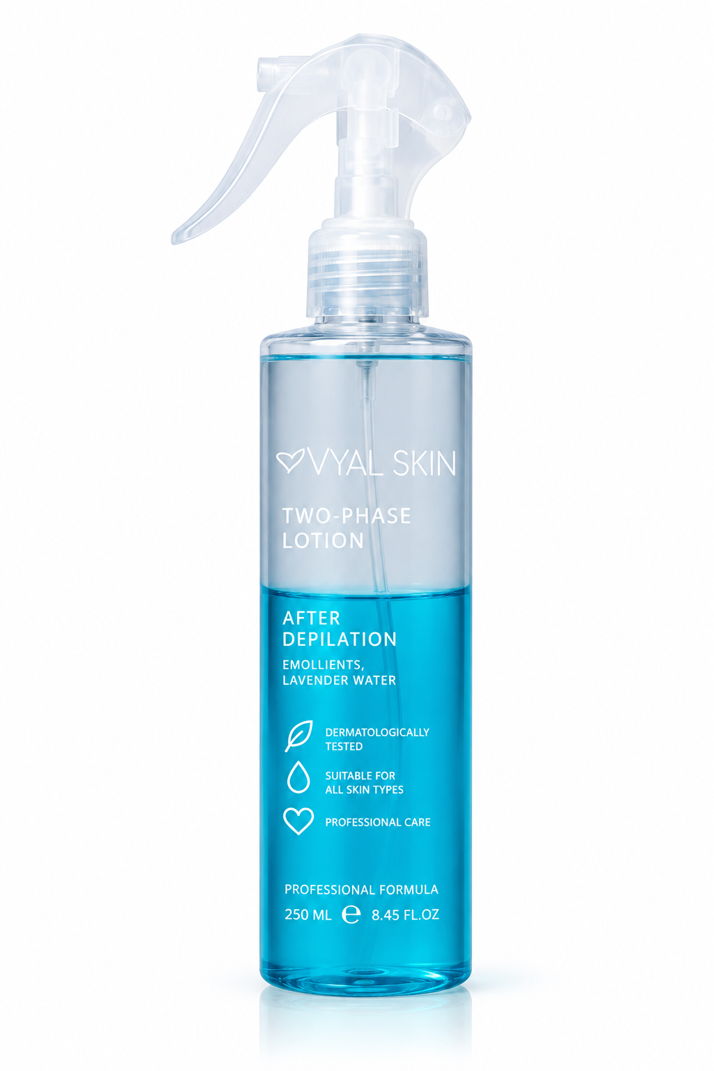 VYAL SKIN Two-Phase Lotion After Depilation 250ml spray bottle with Emollients and Lavender Water – dermatologically tested, suitable for all skin types