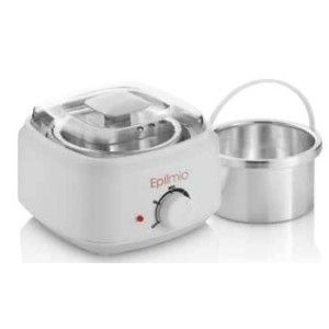 Epilmio Wax Warmer 400ml with removable stainless steel inner pot – white electric wax heater and detachable pot shown side by side, easy to clean, professional wax melting pot