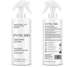 VYAL SKIN Jasmine & Melon Soothing Lotion After Wax 500ml - front and back with ingredients