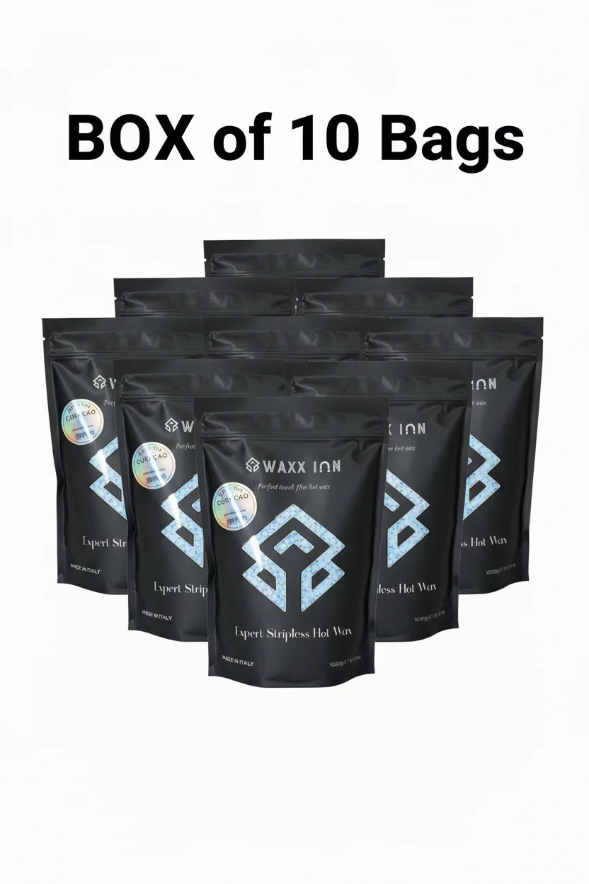 Box of 10 Wax Ion hair wax bags on a white background