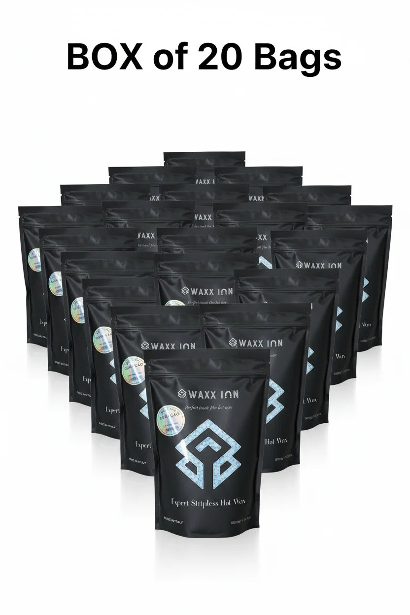 Box of 20 black bags with a brand logo on a white background