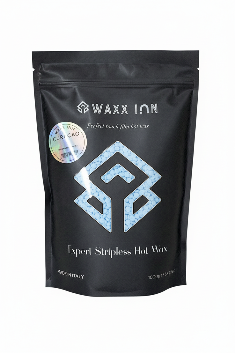 Blue Curaçao rosin-free hot wax beads for professional salon waxing
