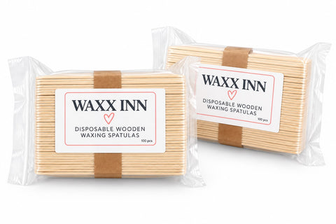 Waxx Inn Disposable Wooden Waxing Spatulas 100 pack two packs