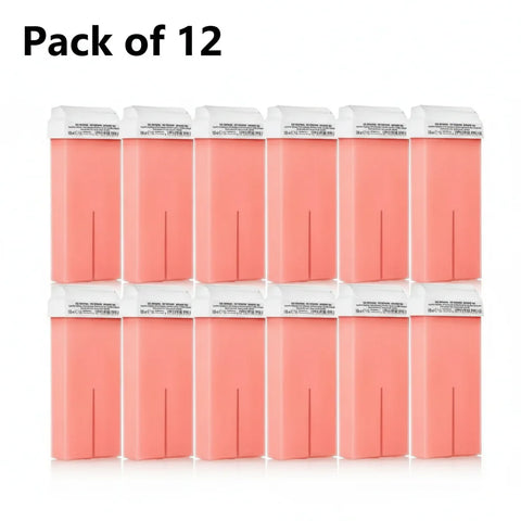 Xanitalia Pink Titanium Roll-On Soft Wax Cartridges 100ml pack of 12 – twelve pink titanium depilatory wax cartridges, bulk salon supply of professional roll-on soft wax made in Italy