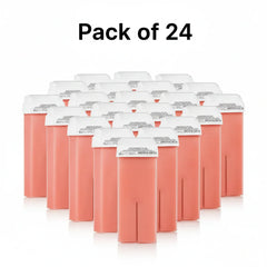 Pack of 24 pink containers with white labels on a white background