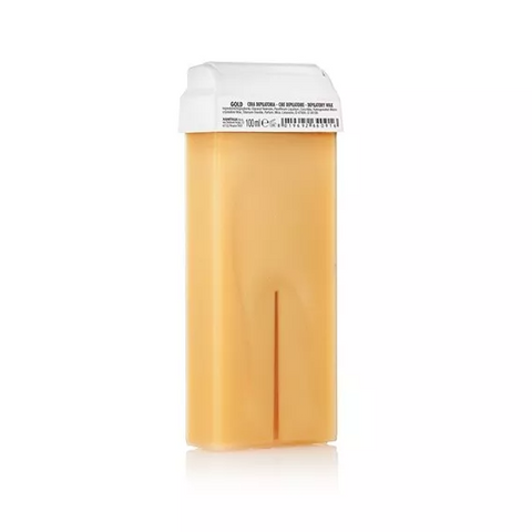 Xanitalia Gold Roll-On Soft Wax Cartridge 100ml – golden honey-coloured depilatory wax with roller head applicator, suitable for legs, arms and body, professional soft wax for salon use